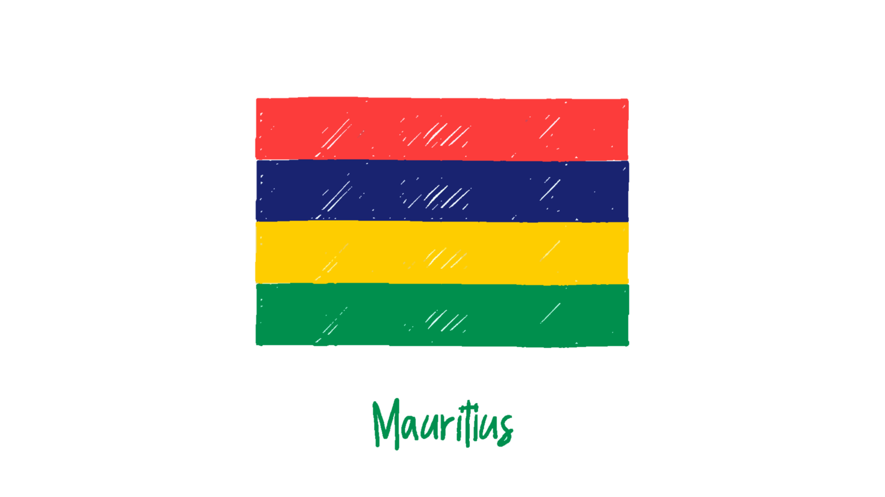 Mauritius National Flag Pencil Color Sketch with Transparent Background png