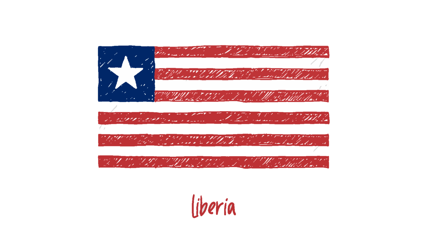 Liberia National Flag Pencil Color Sketch with Transparent Background png