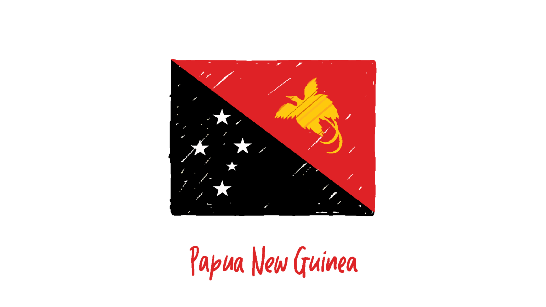 Papua New Guinea National Flag Pencil Color Sketch with Transparent Background png