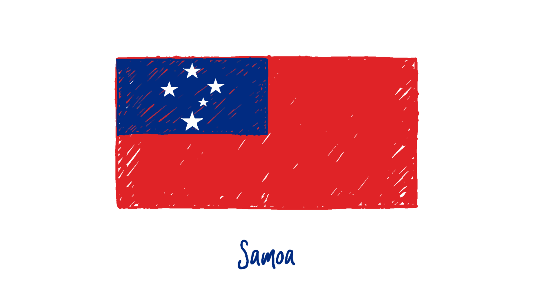 Samoa National Flag Pencil Color Sketch with Transparent Background png