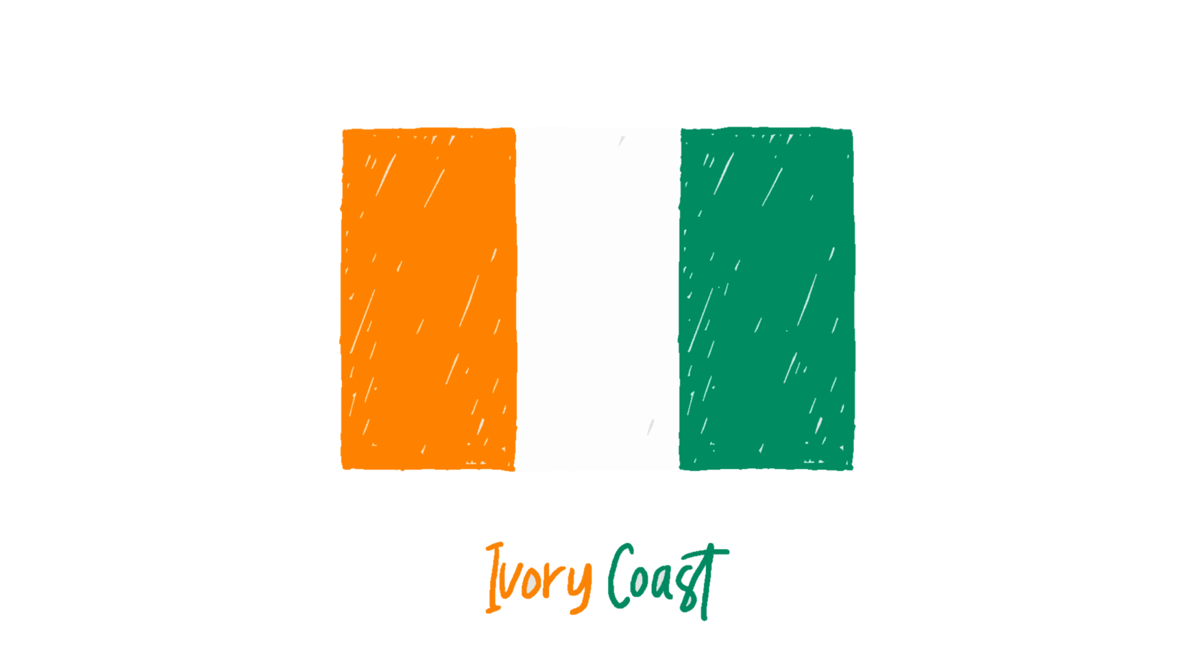 Ivory Coast National Flag Pencil Color Sketch with Transparent Background png