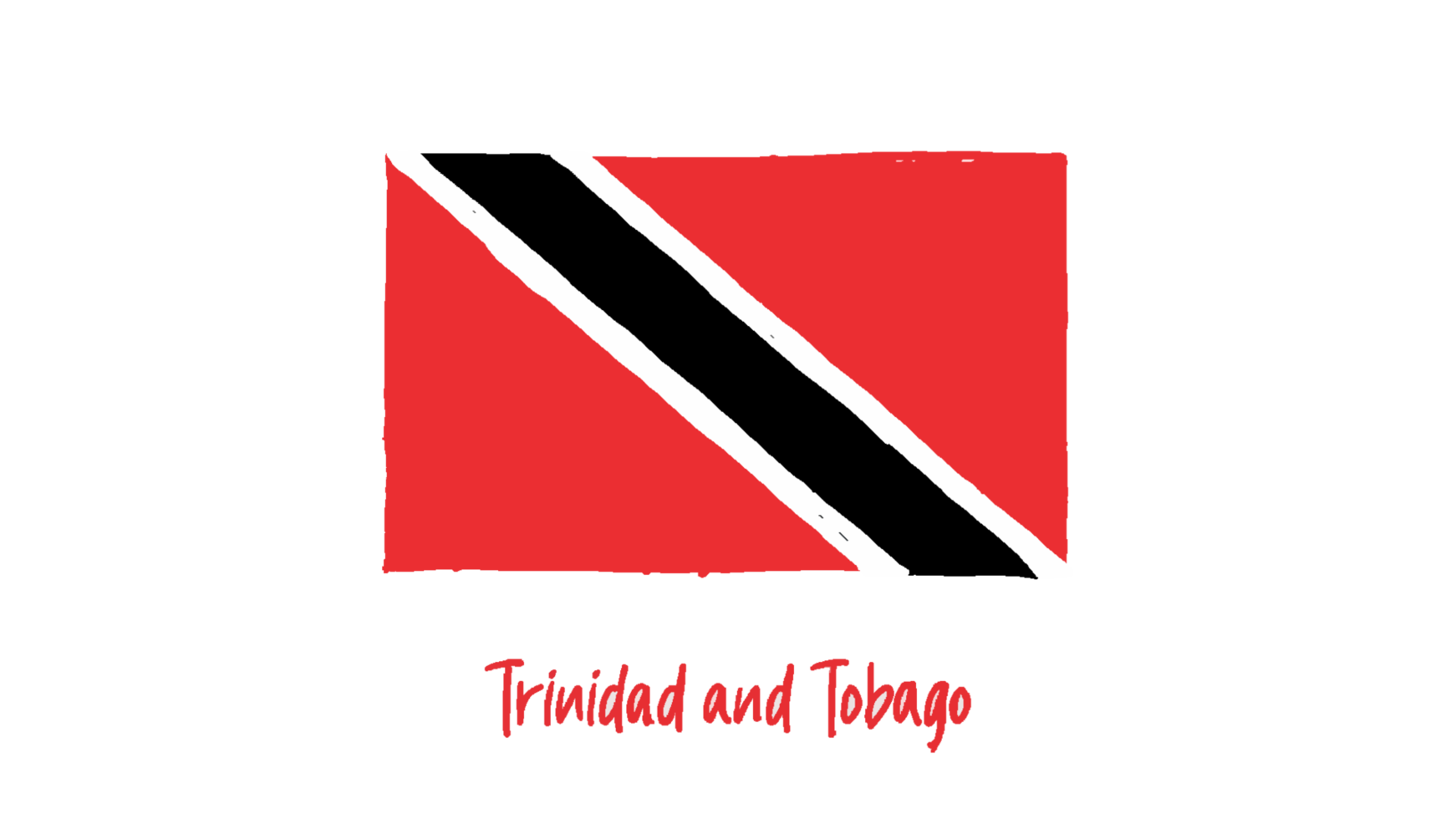 Trinidad and Tobago National Flag Pencil Color Sketch with Transparent Background png