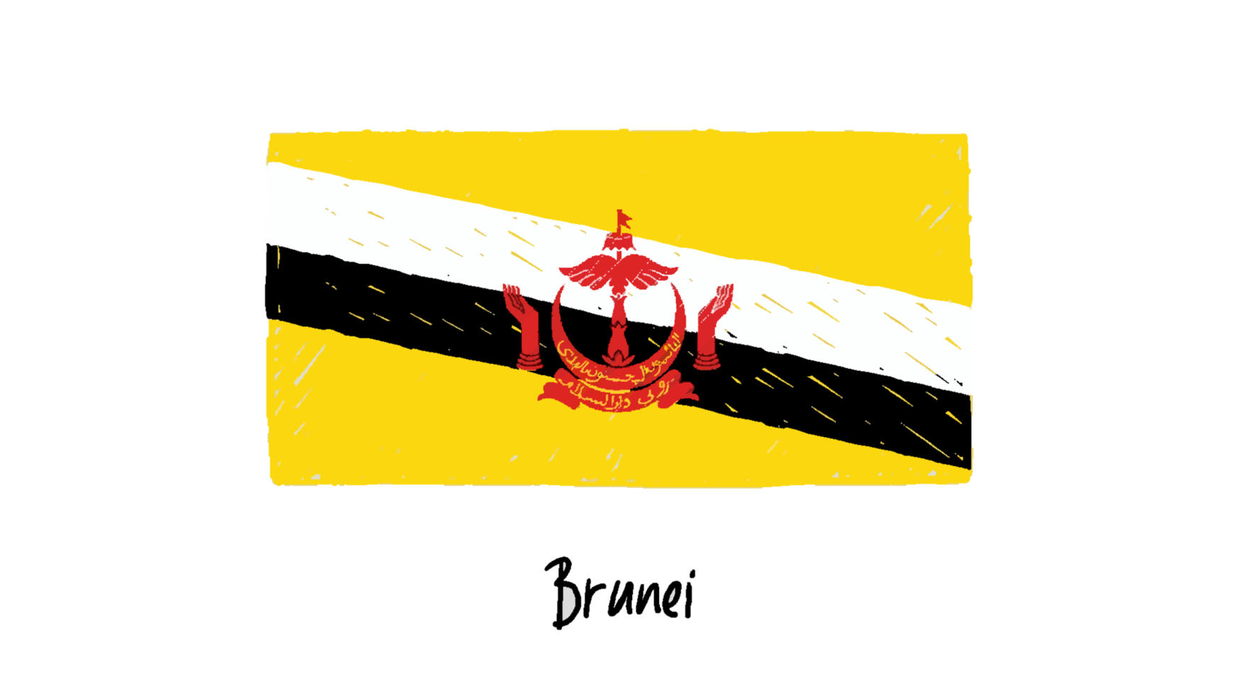 brunei nationale drapeau crayon Couleur esquisser avec transparent Contexte png