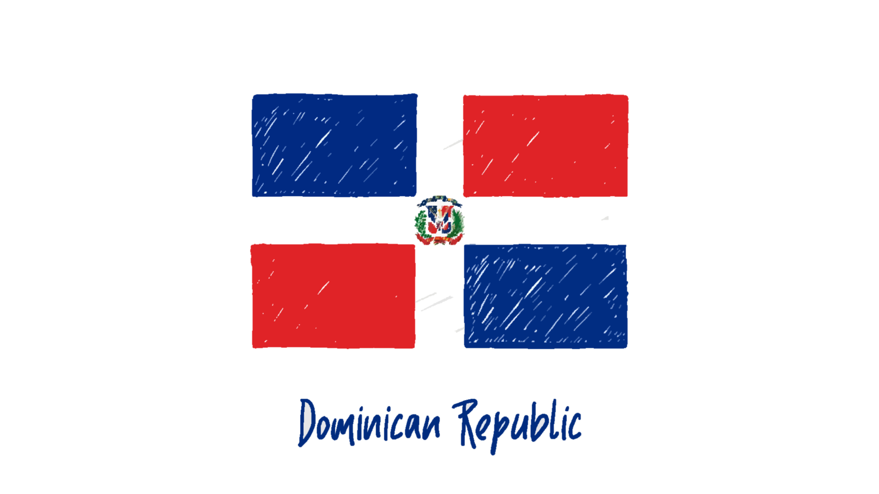 dominicano república nacional bandeira lápis cor esboço com transparente fundo png