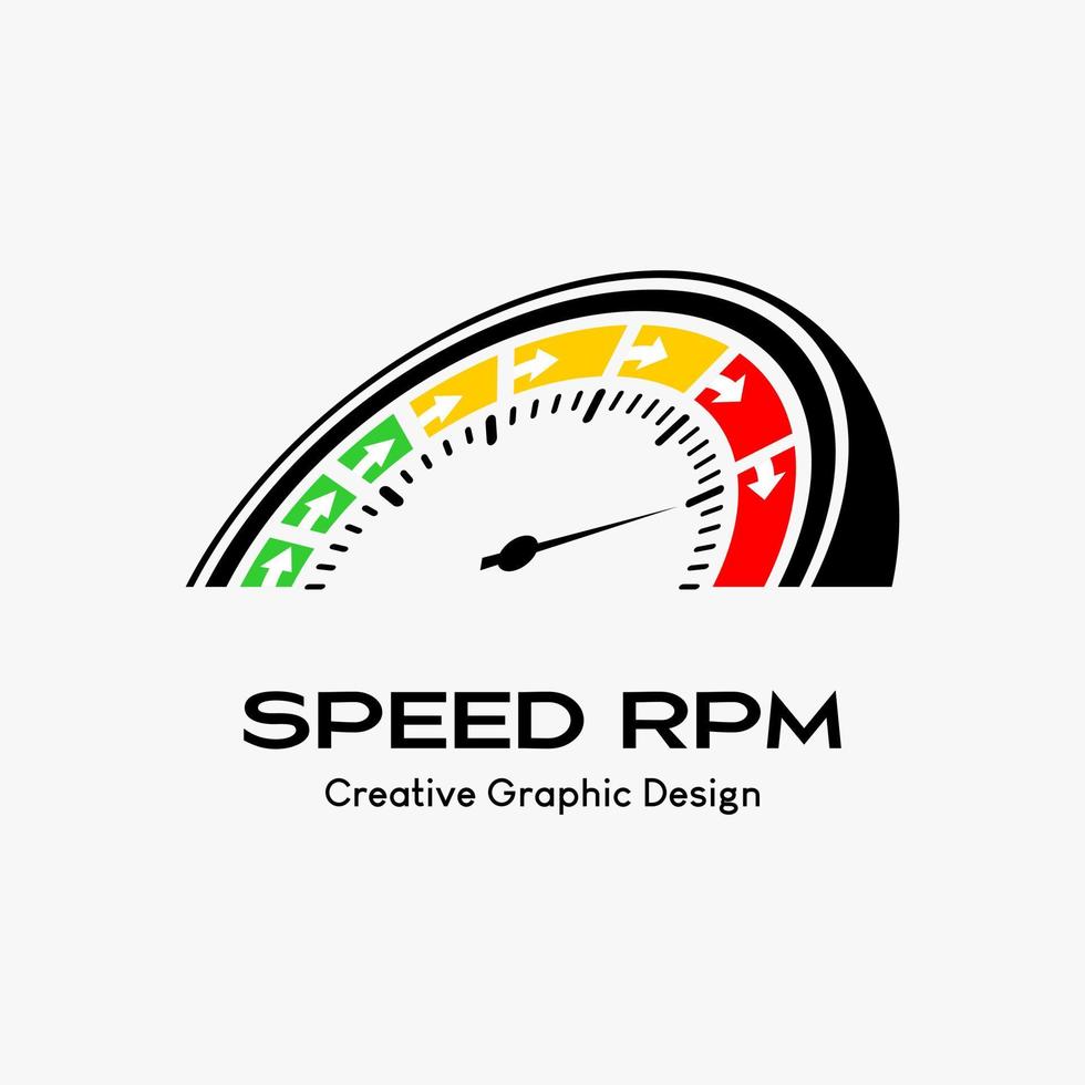 rpm speed vector logo, modern abstract vector logo template. icon rpm, speedometer icon tilted position