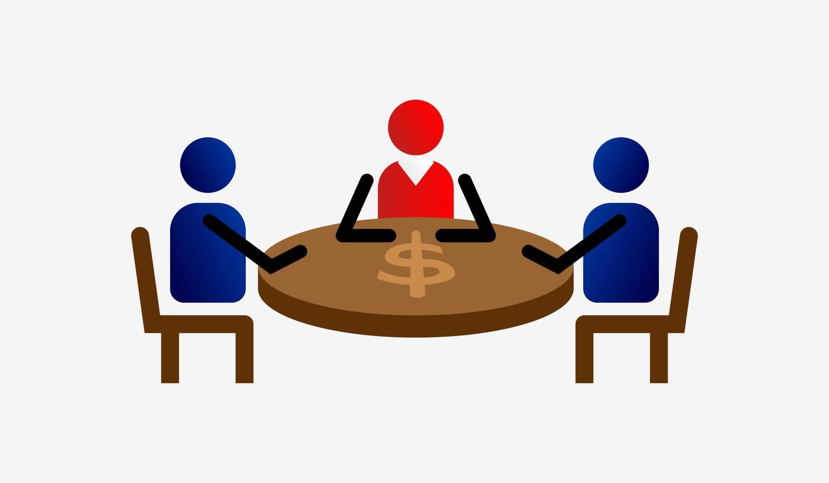 icon of people sitting at a round table, vector icon of a meeting or business. simple icon template