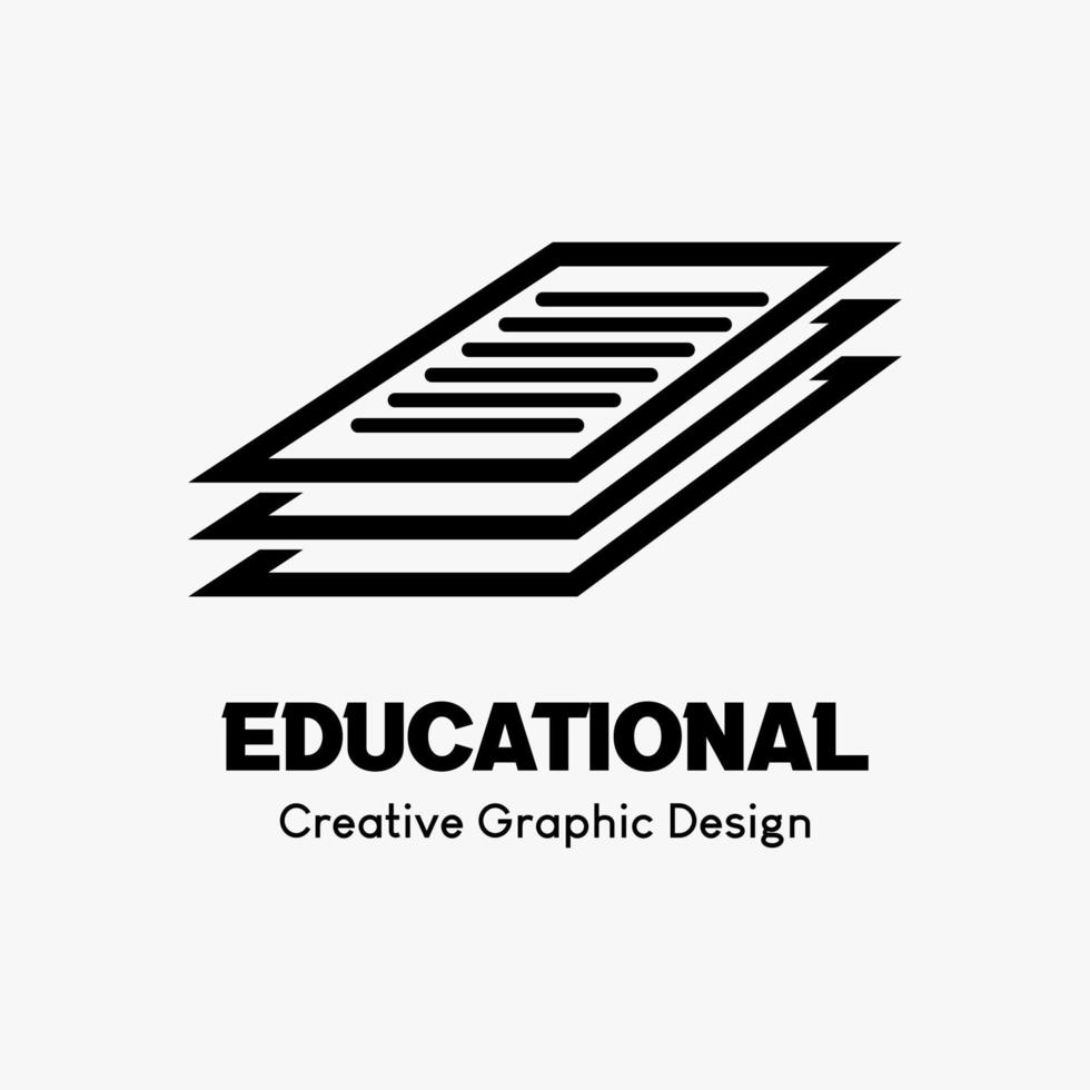 logo symbol for education. education book icon or stacked sheet of paper icon. education vector logo template.