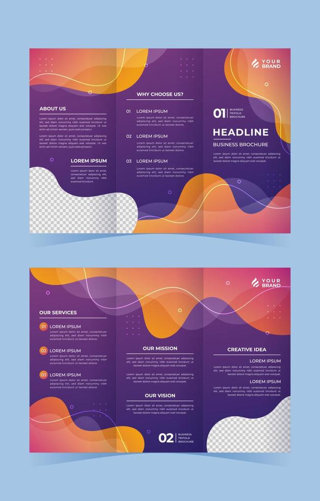 Gradient Trifold Business Brochure Template vector