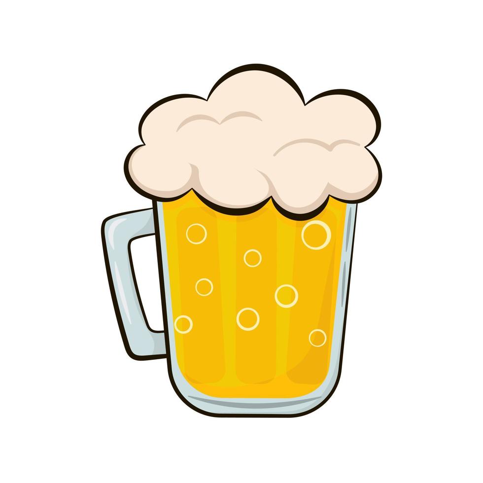 Mug of beer in cartoon style isolated on white background vector
