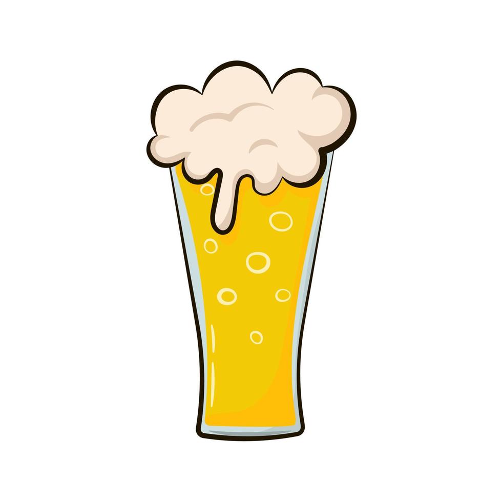 vaso de cerveza en dibujos animados estilo aislado en blanco antecedentes vector