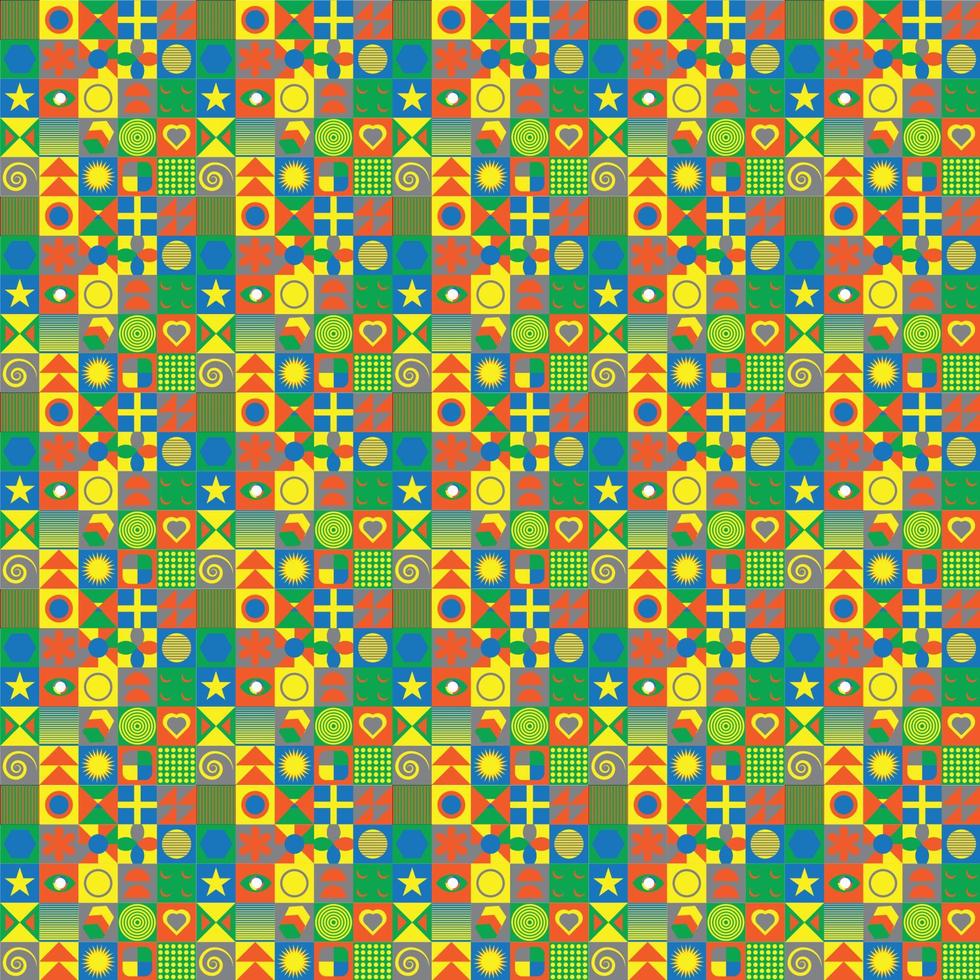 Colorful neo geometric pattern. Grid with color geometrical shapes. Modern abstract background vectorPrint vector