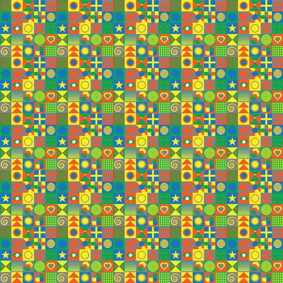 Colorful neo geometric pattern. Grid with color geometrical shapes. Modern abstract background vectorPrint vector