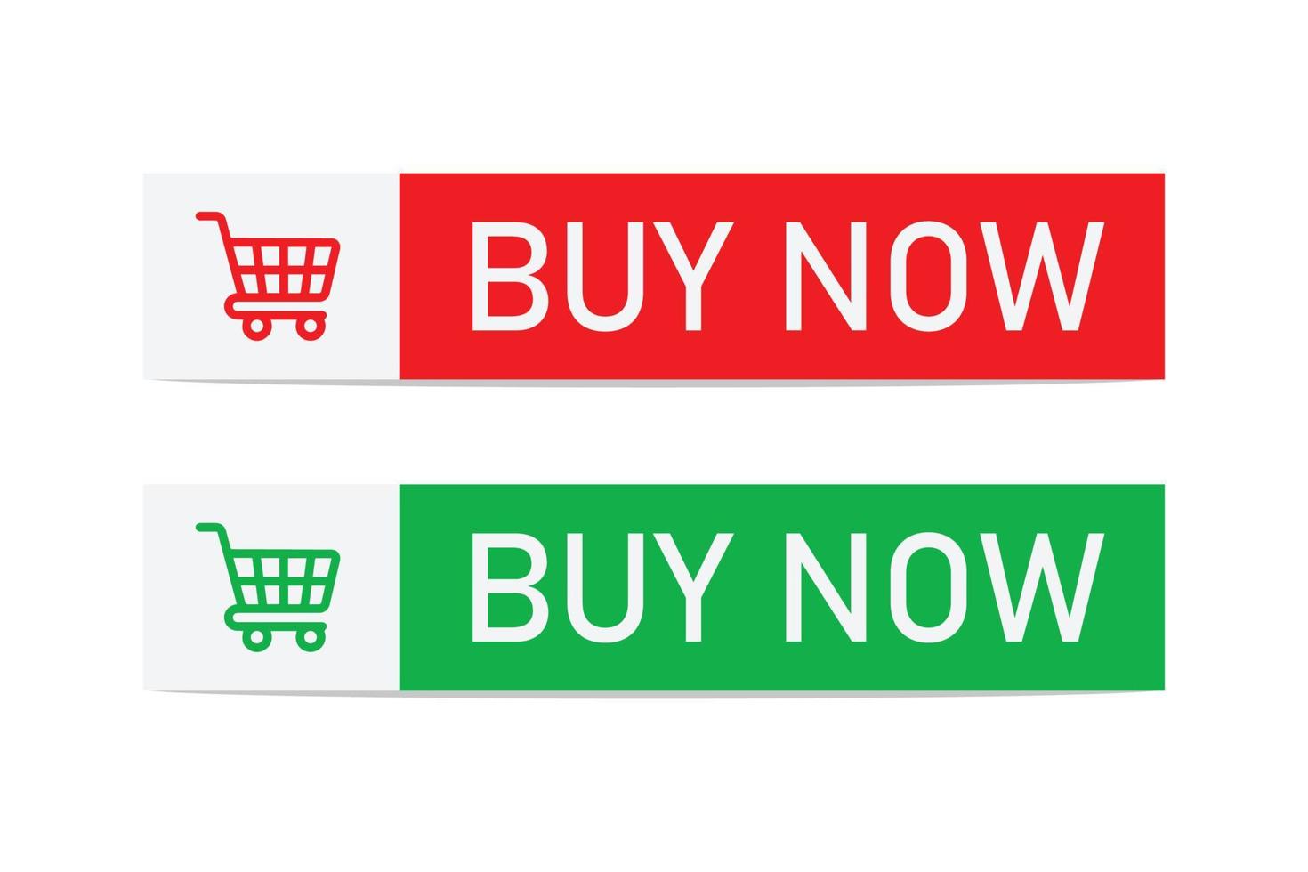 Buy now button. Green and Red Buy now flat button with shopping cart icon template, Web design elements. vector