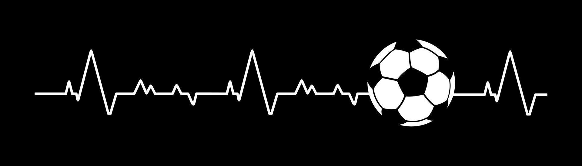 Heartbeat pulse line with football. vector