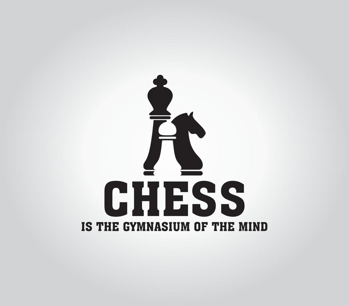 Chess is the gymnasium of the mind. Chess quote design with the Pawn, the Knight and the King. vector