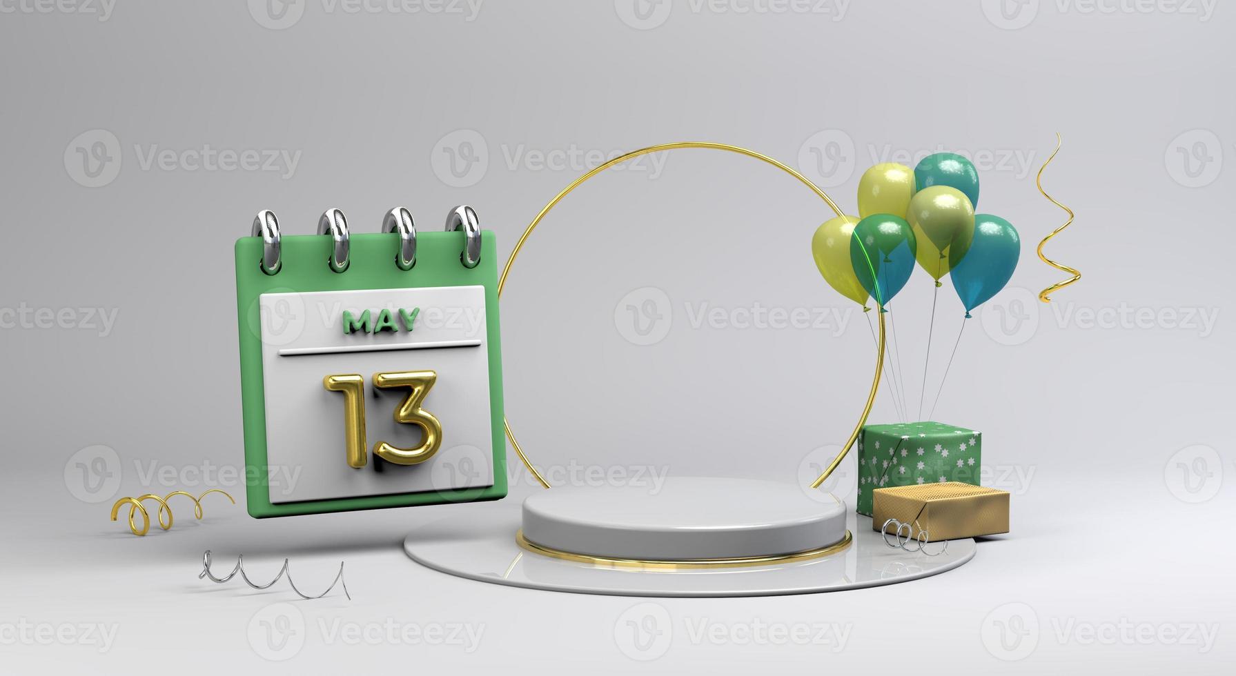 Celebration 13 May with 3D podium background photo