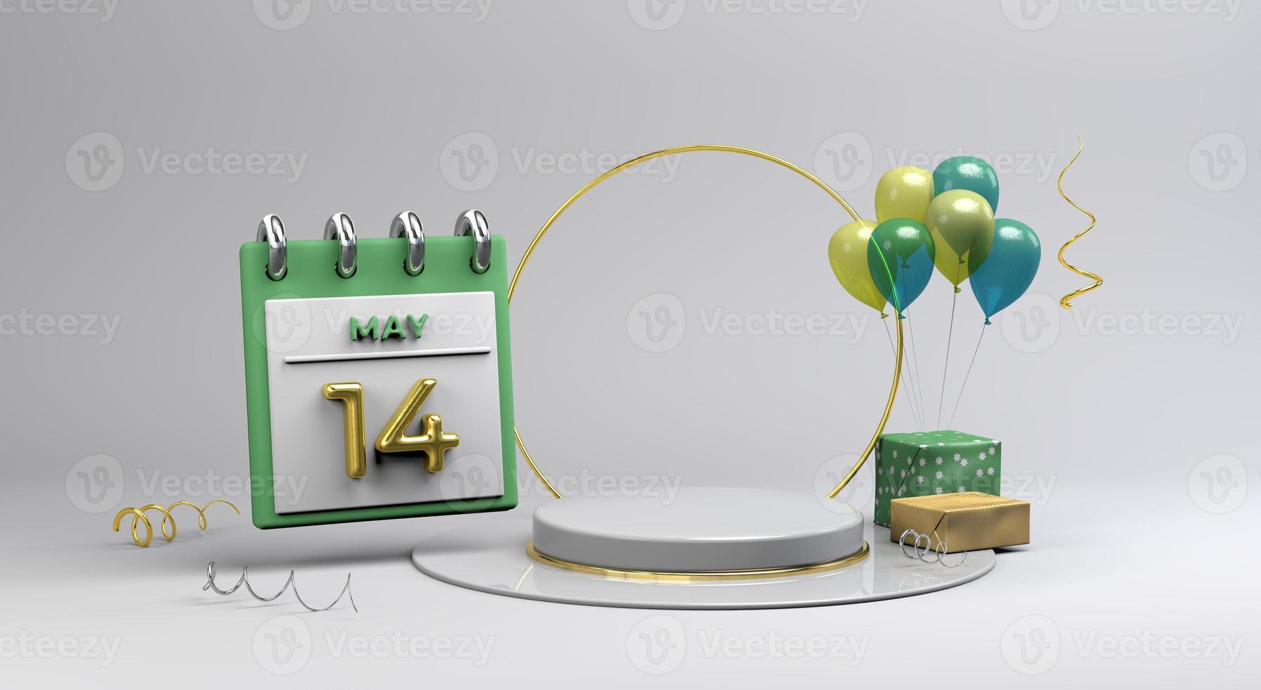 Celebration 14 May with 3D podium background photo