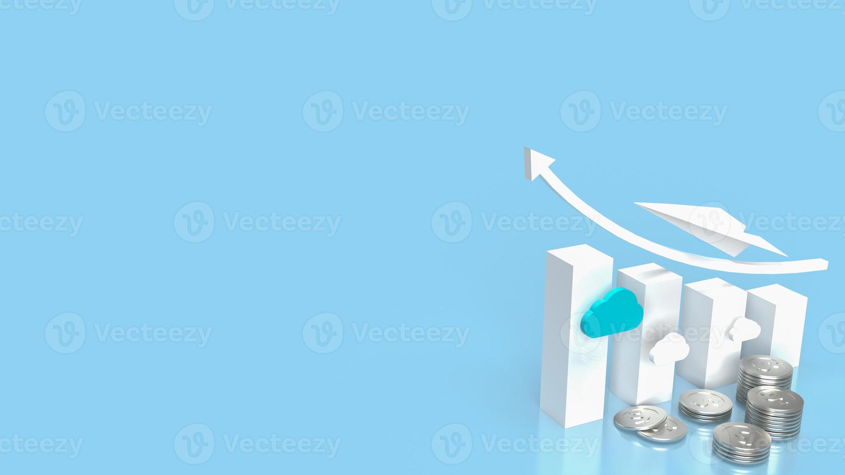The paper plane and chart for business concept 3d rendering photo