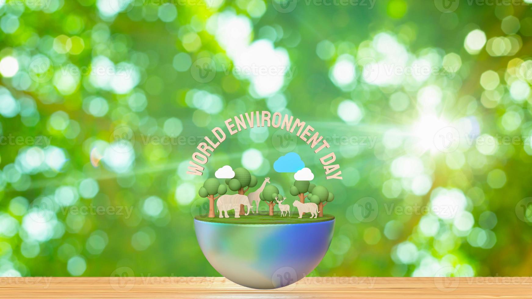 The world environment day wood text for holiday concept 3d rendering photo