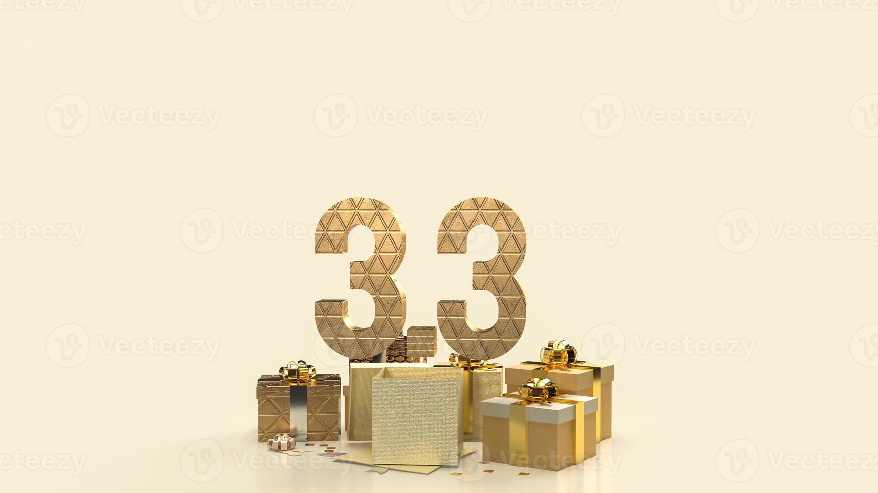 The 3.3 and gold gift box  for marketing  or sale  promotion 3d rendering photo