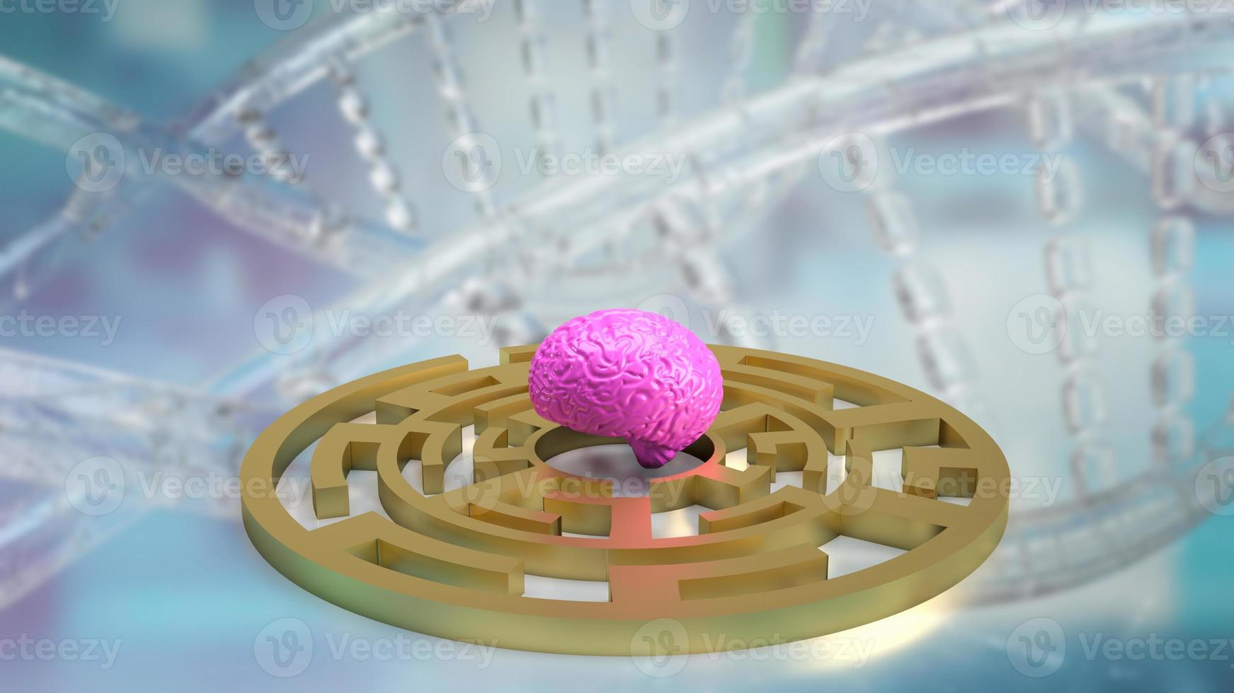 The pink brain in maze for business or sci concept 3d rendering photo