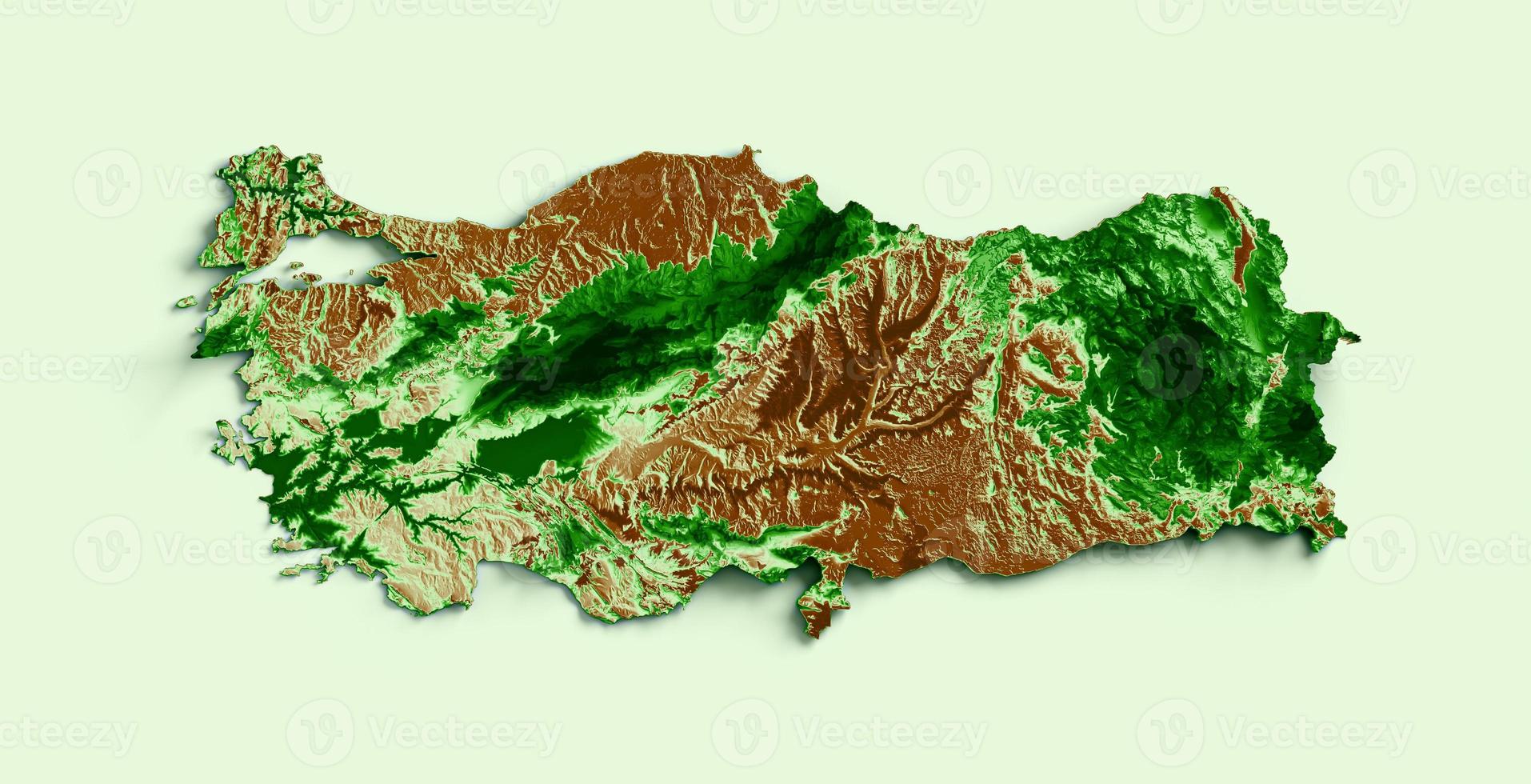 Turkey Topographic Map 3d realistic map Color 3d illustration photo