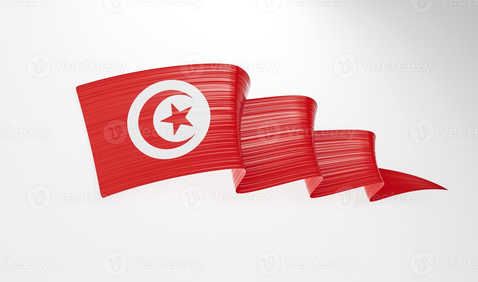 Tunisia flag ribbon illustration on a white isolated background 3d illustration photo