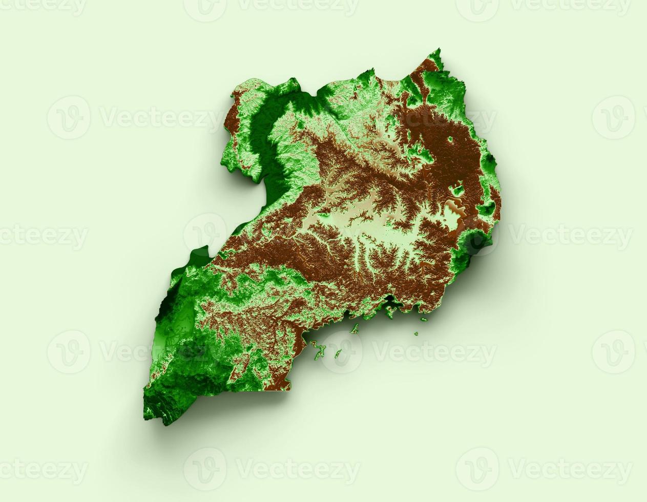 Uganda Topographic Map 3d realistic map Color 3d illustration photo