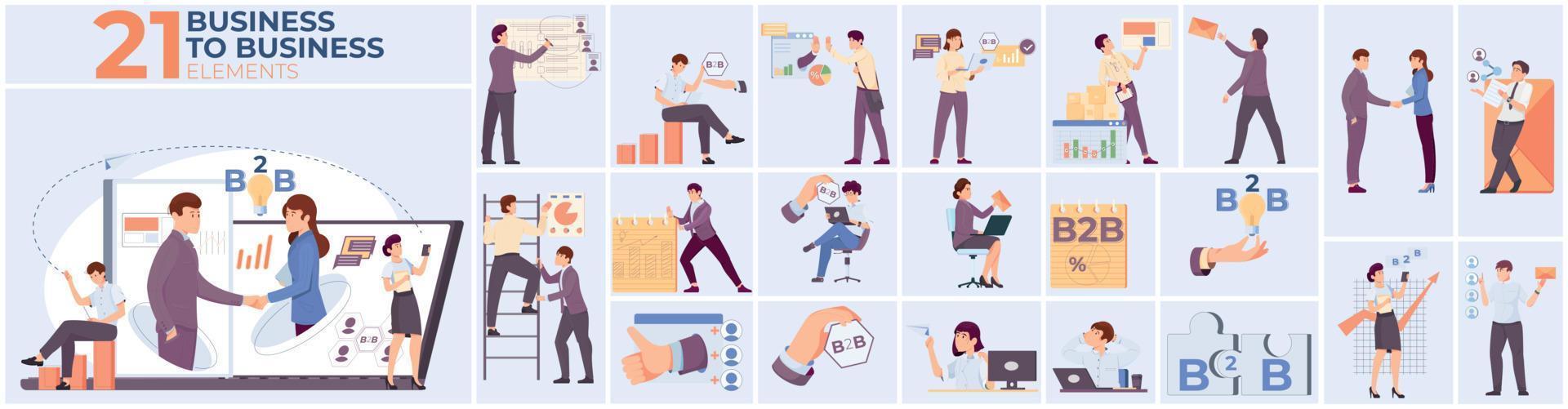 Business To Business Composition Set vector