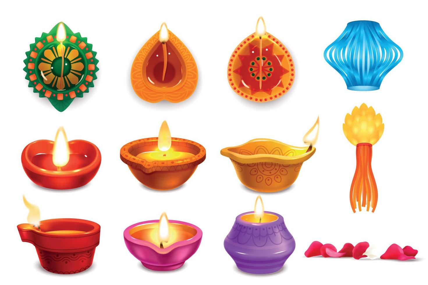 Realistic Diwali Set vector