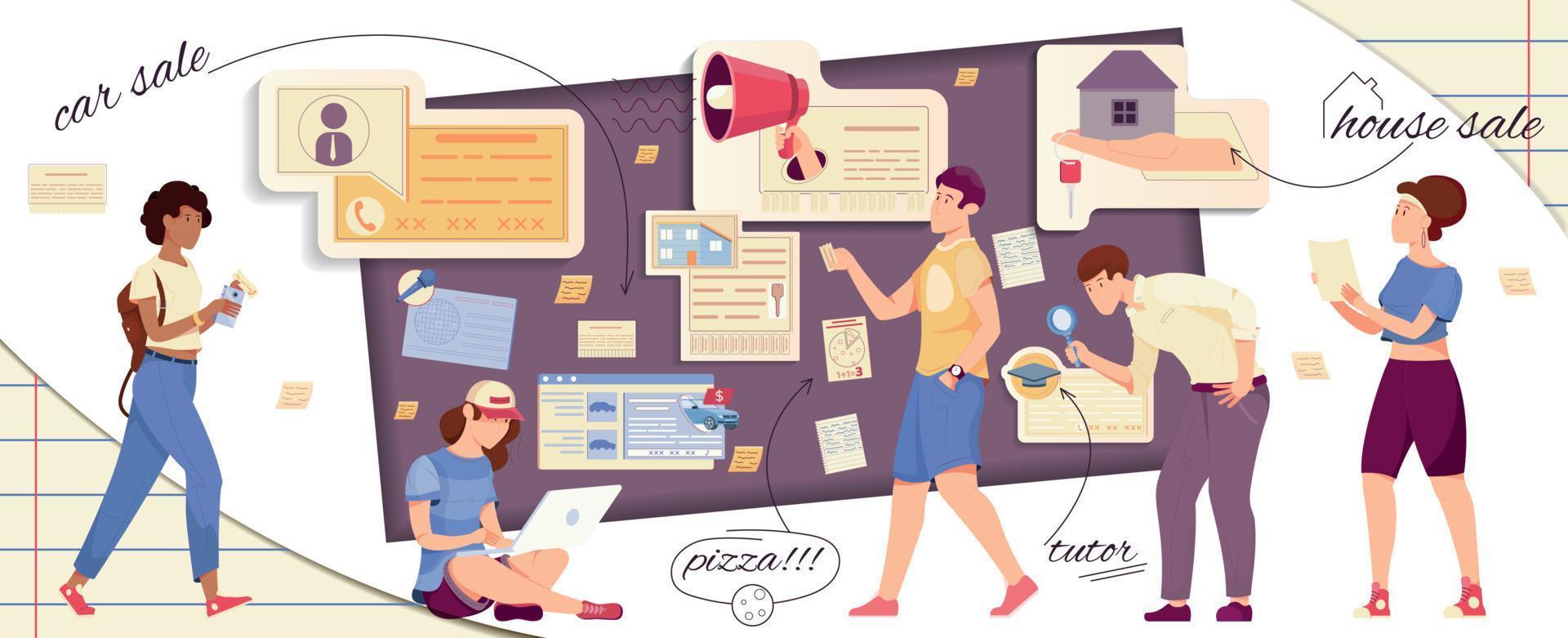 Bulletin Board Collage vector