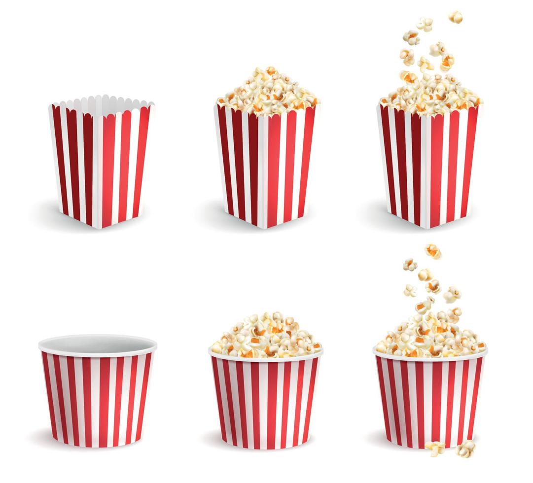 Realistic Popcorn Set vector