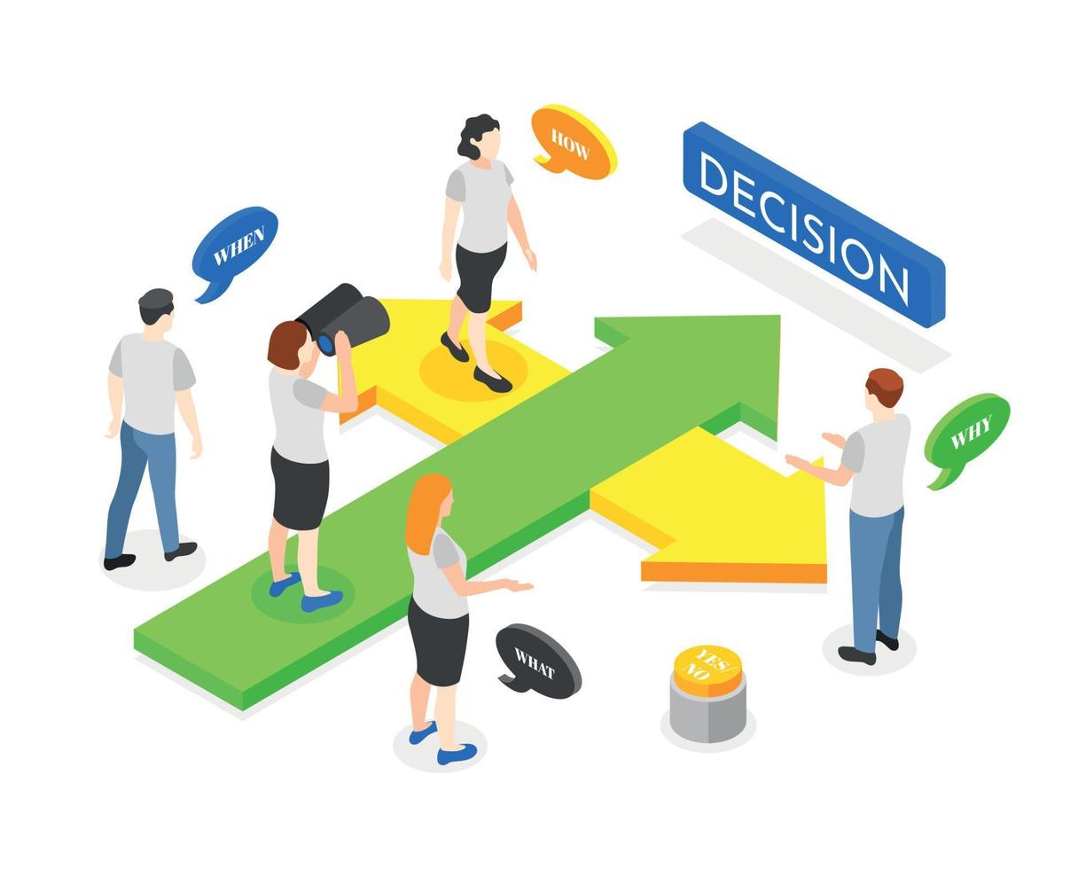 Decision Making Concept Isometric Cmposition vector