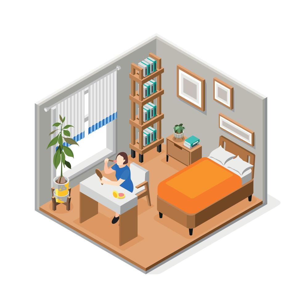 People Morning Routine Isometric Composition vector
