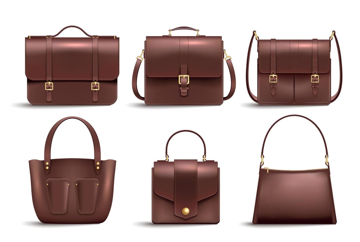 Leather Bags Realistic Set vector