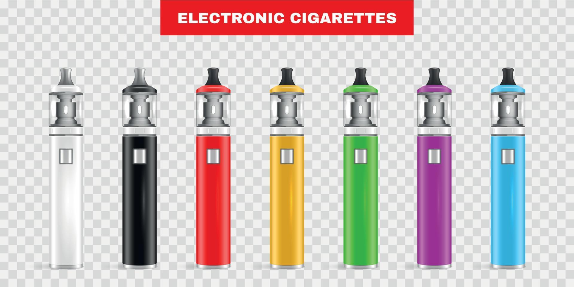Realistic Vape Transparent Set vector