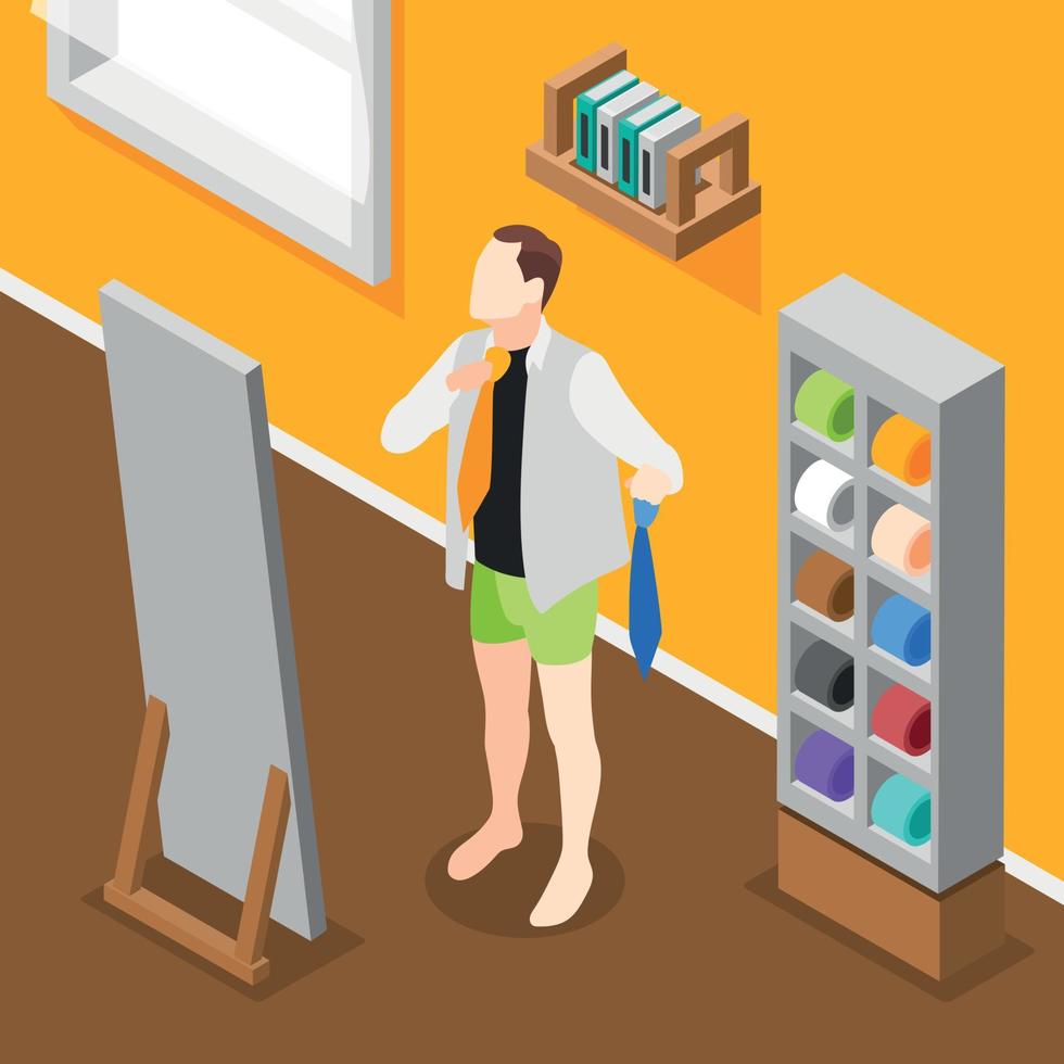 People Morning Routine Isometric Concept vector