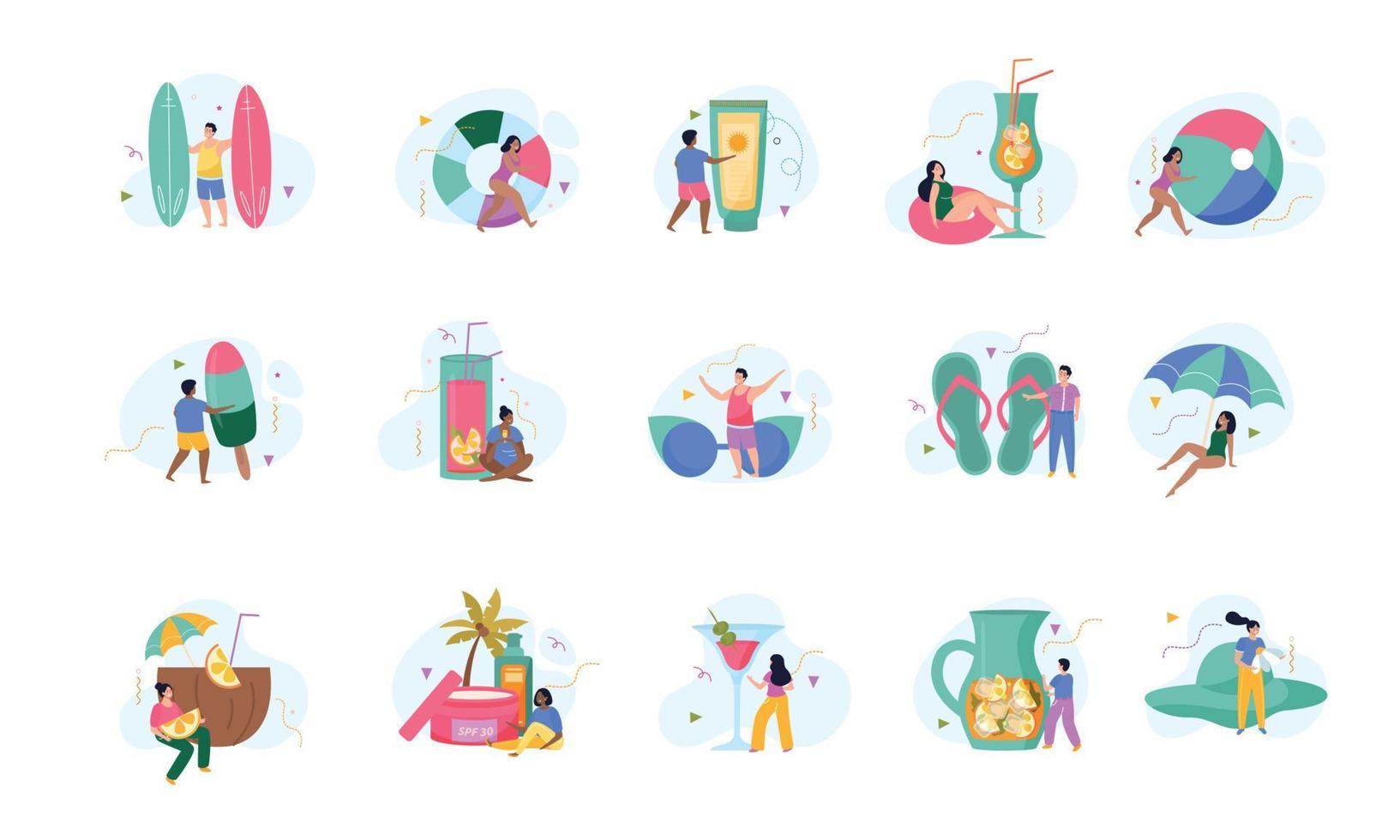 Relax And Chill Flat Set vector