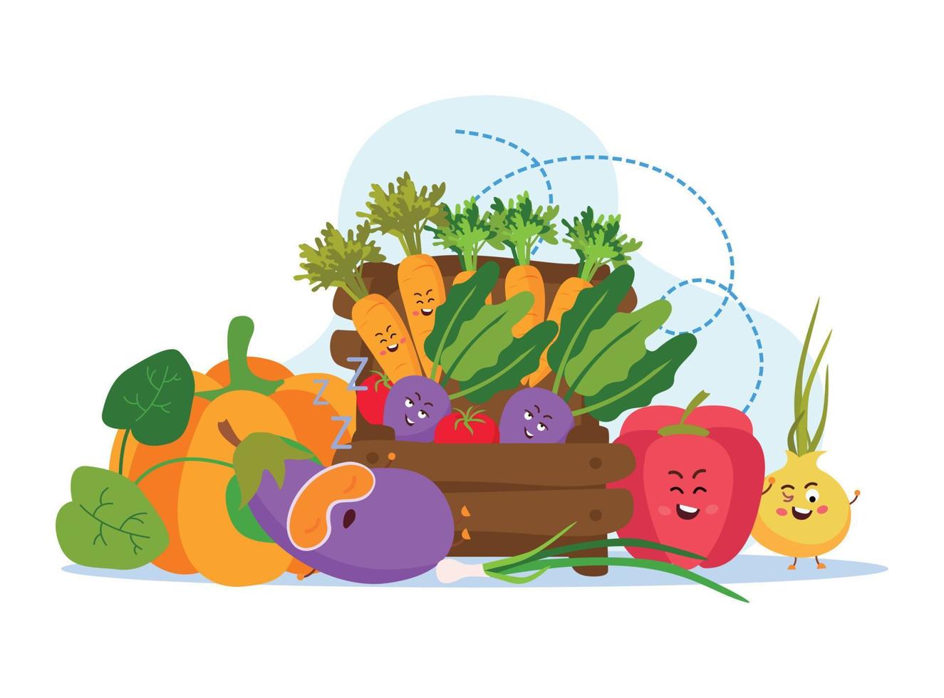 Cartoon Vegetables Flat Composition vector