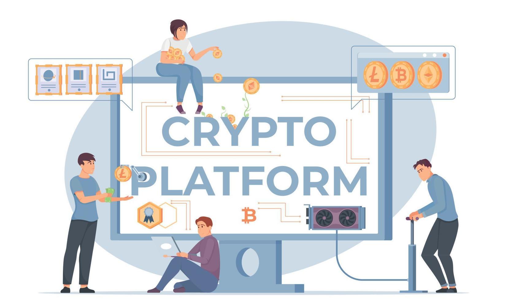 Crypto Platform Concept vector