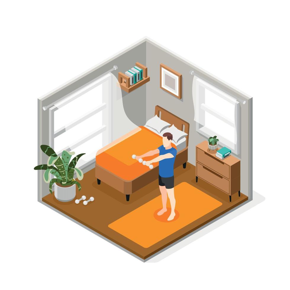 People Morning Routine Isometric Composition vector