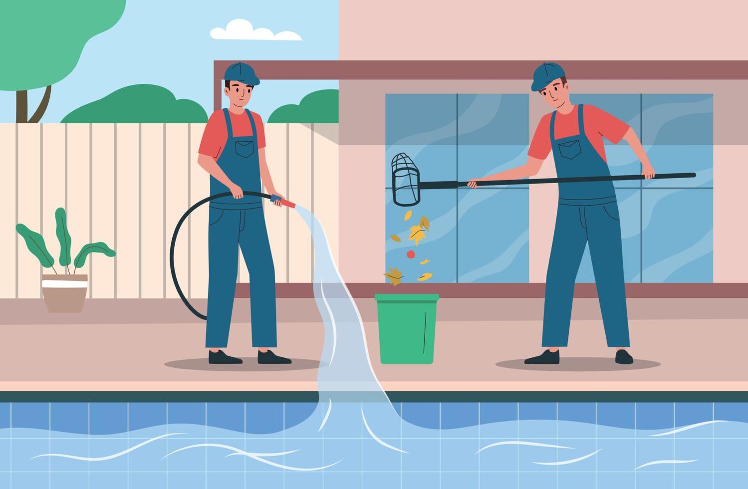 Swimming Pool Maintenance Service Illustration vector