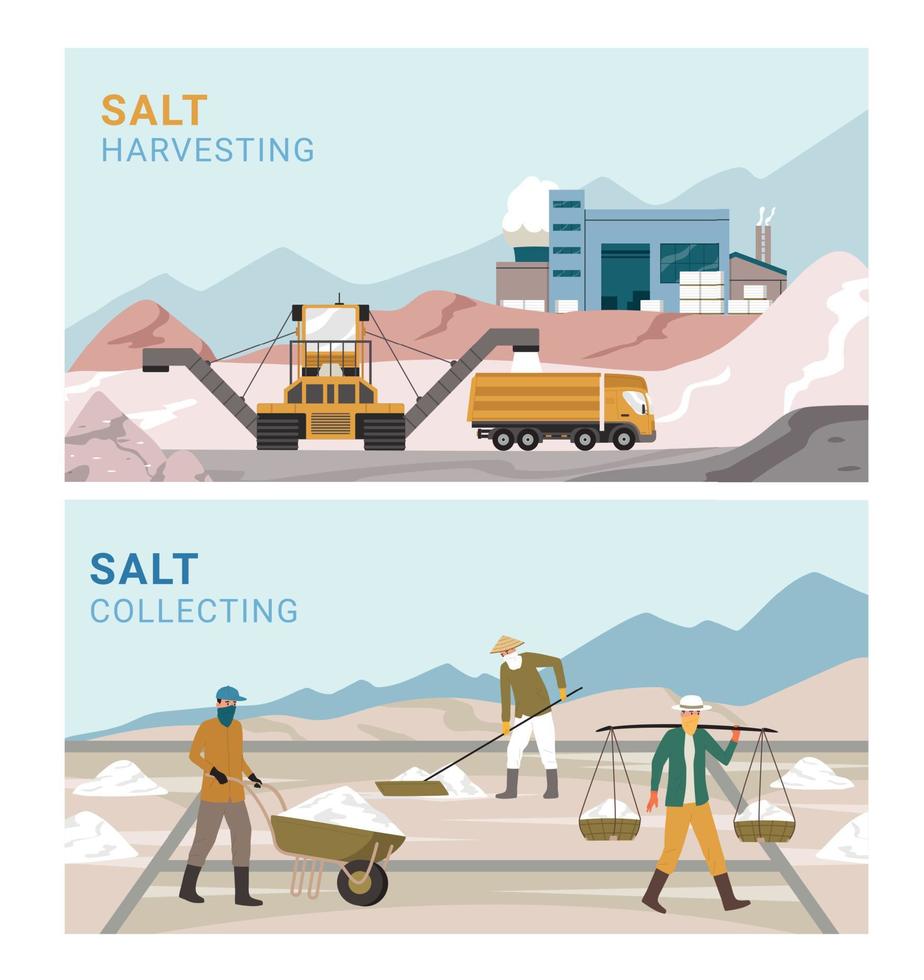 Salt Production Banners vector