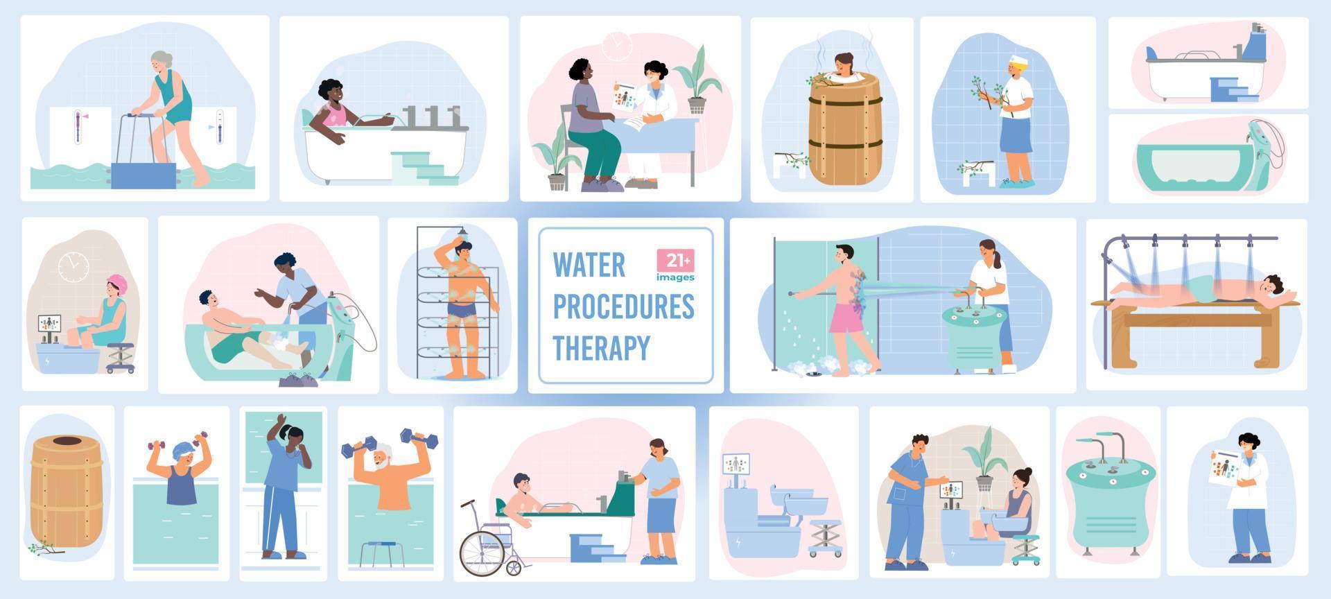 Water Procedures Square Compositions vector
