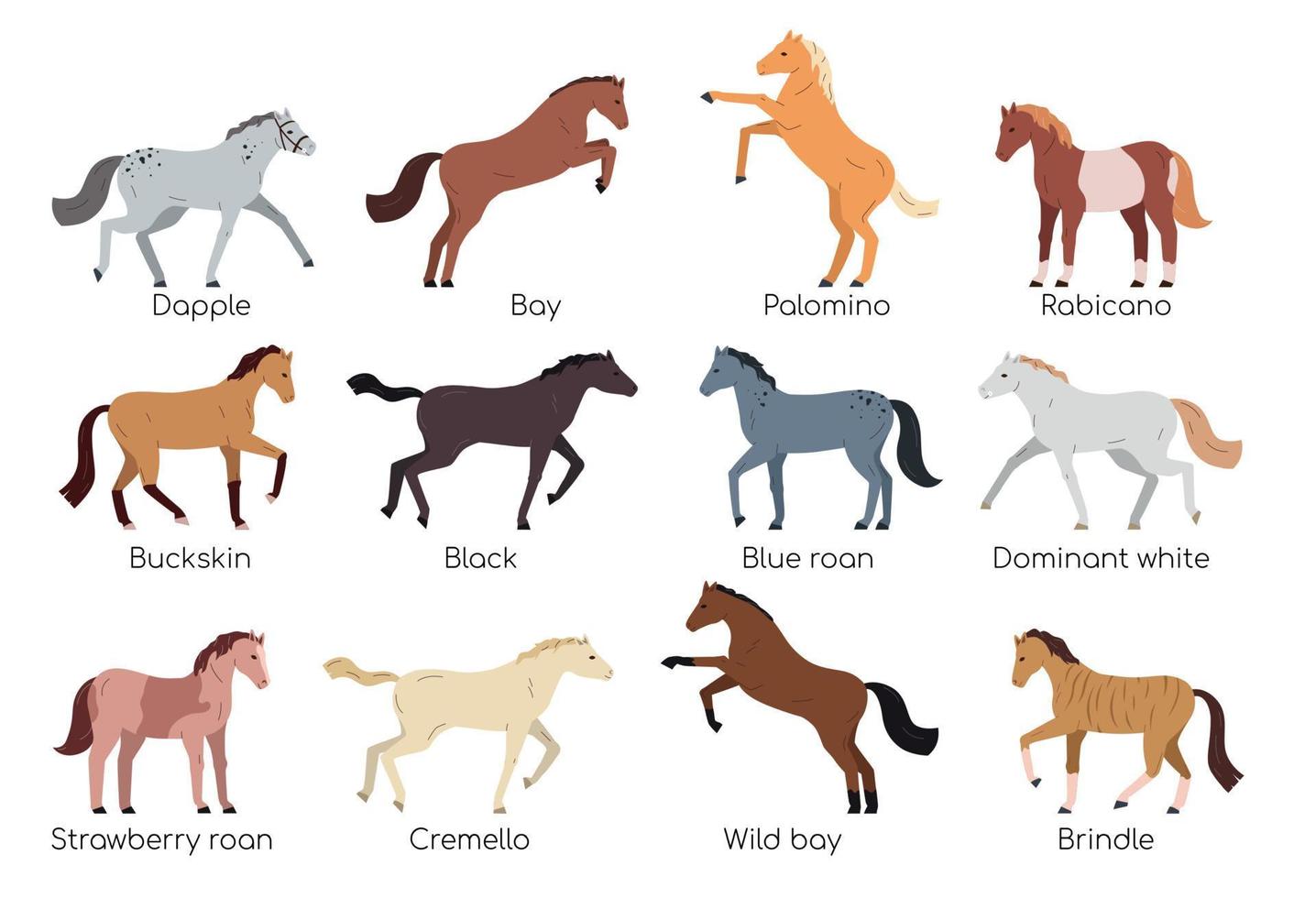 Horses Flat Set vector