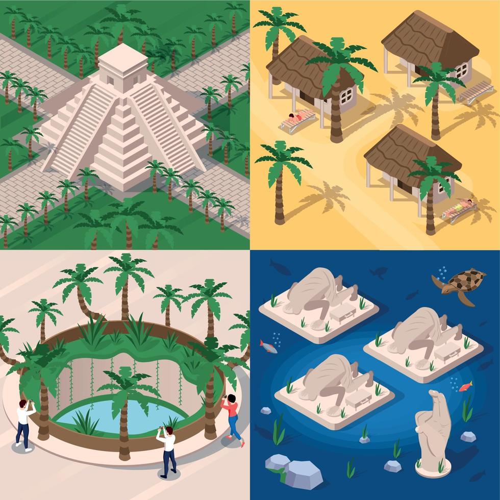 Yucatan Travel Square Compositions vector