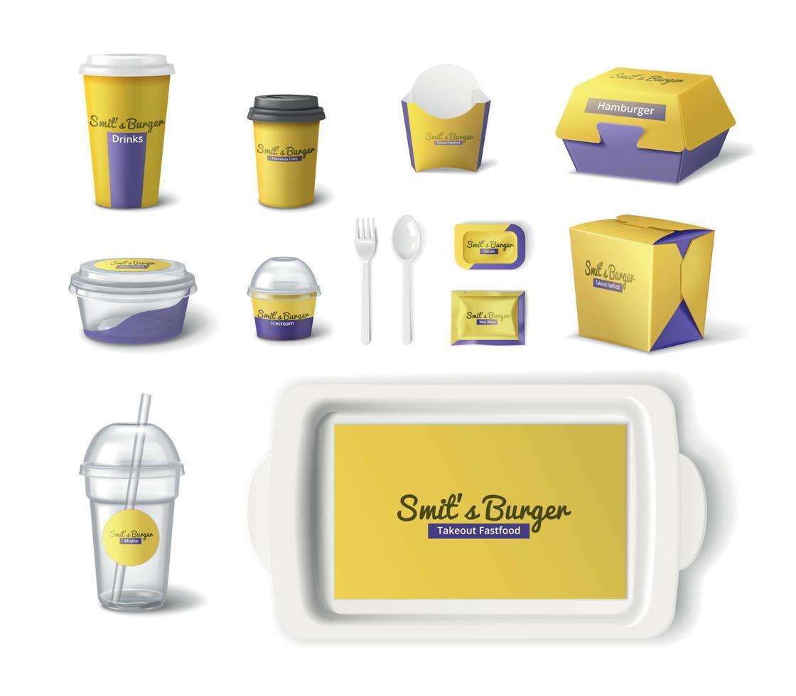 Branded Fastfood Packaging Set vector