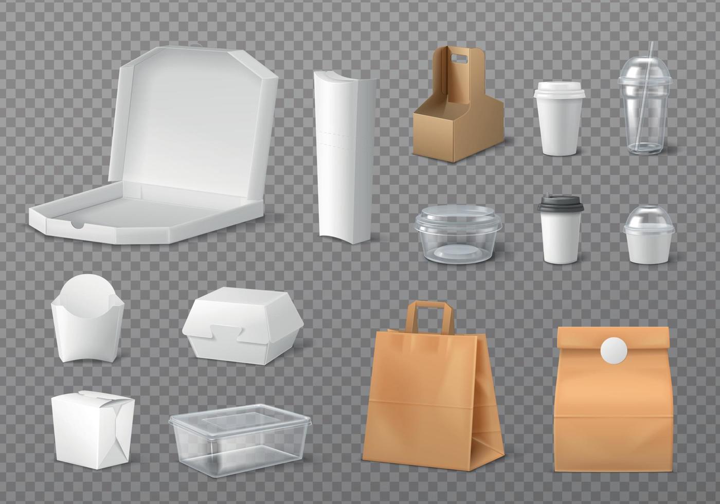 Takeaway Packaging Icon Set vector