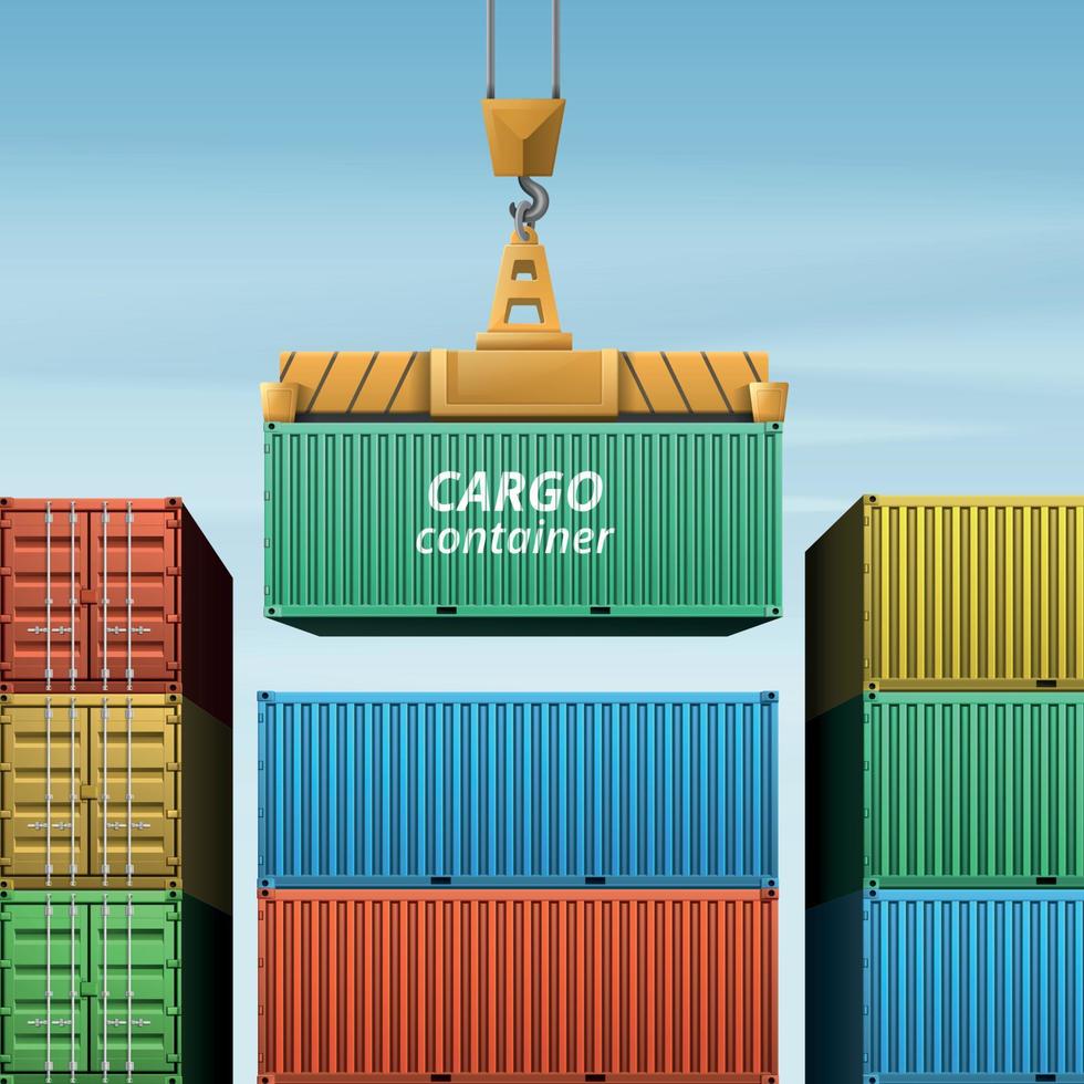 Cargo Container Loading Composition vector