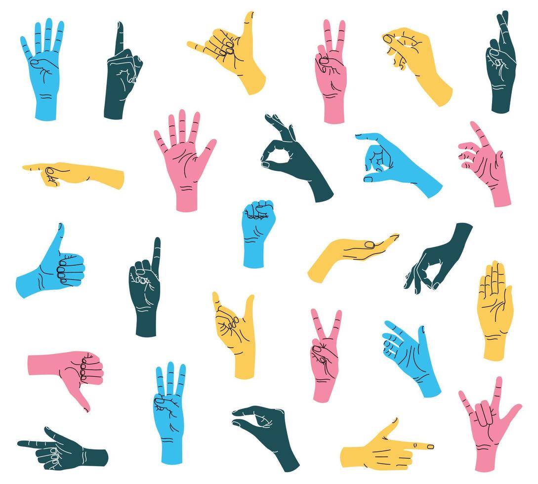 Hands Cartoon Icon Set vector